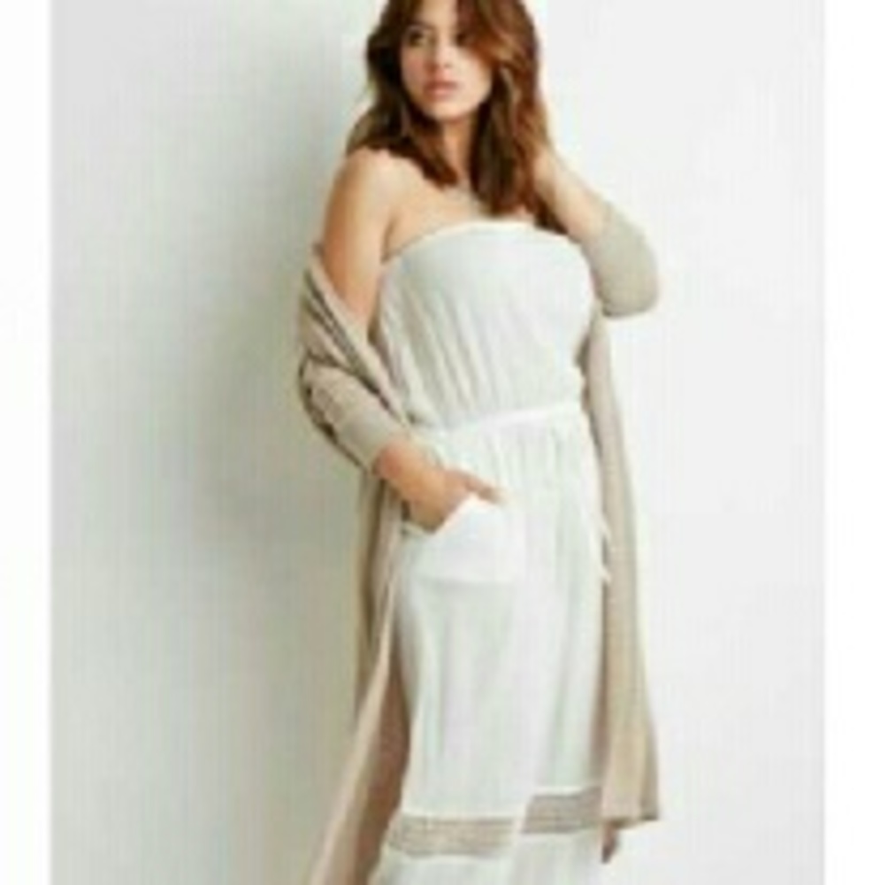 COPY - Forever 21 Plus White Linen Jumpsuit